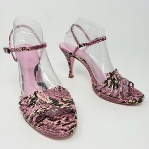 Via Spiga Heels Pink Brown Snakeskin Print Womens